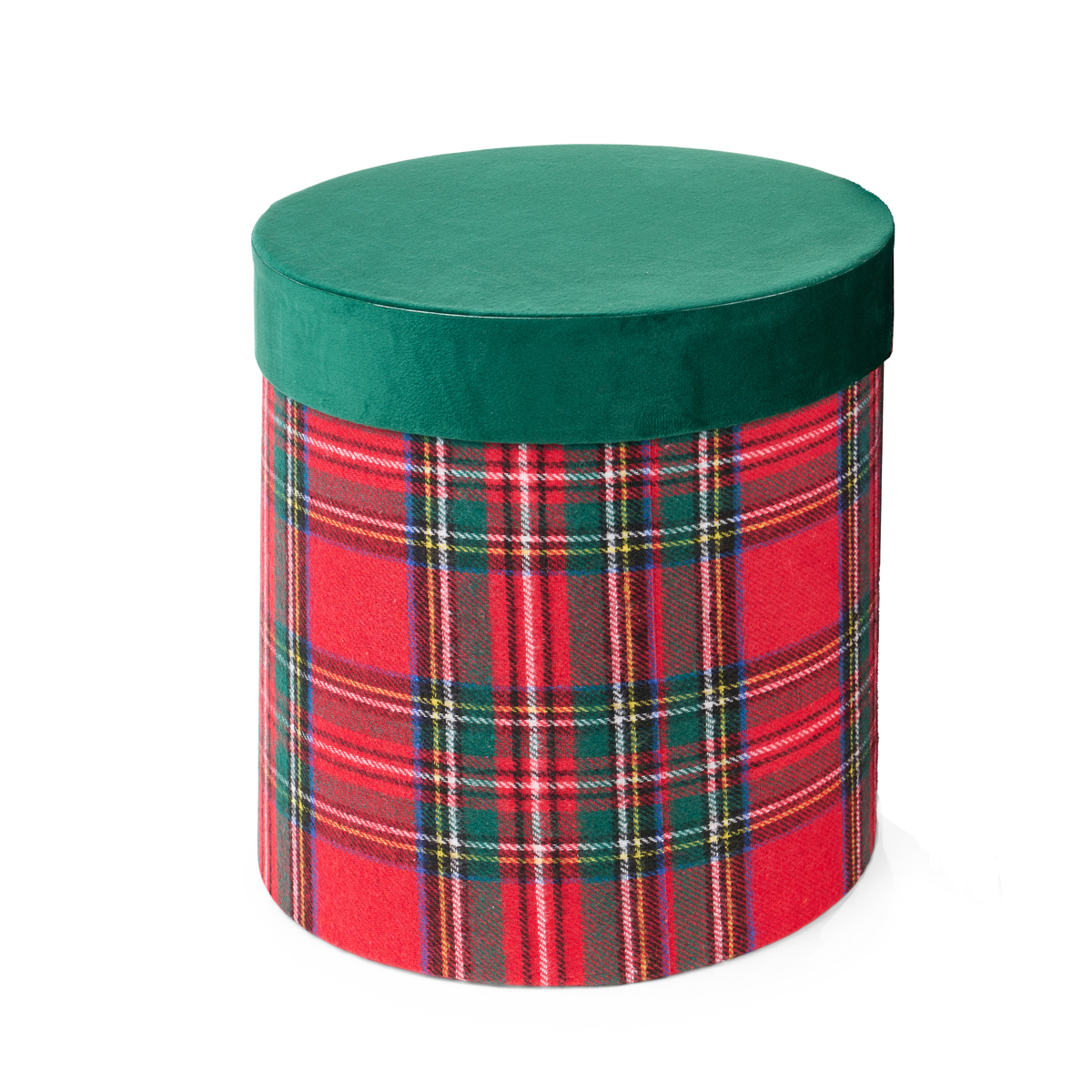 Set 2 scatola rotonda tartan tessuto effetto velluto d.26.5/28.5cm - Nuvole di stoffa