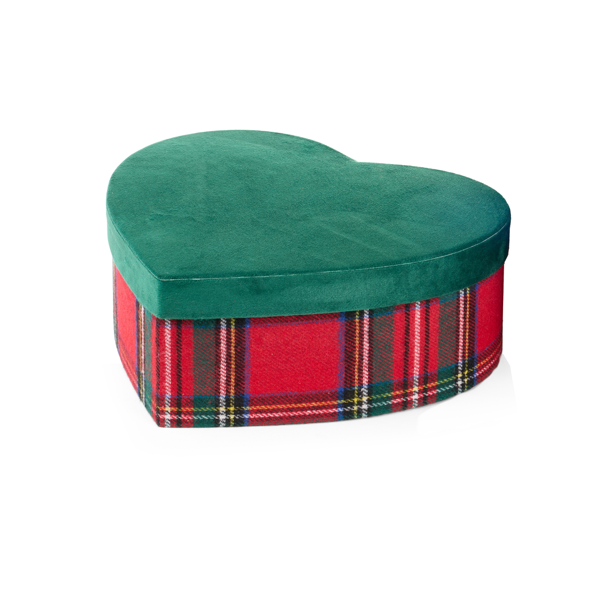 Set 2 scatola cuore tartan tessuto effetto velluto 27/30 cm - Nuvole di stoffa