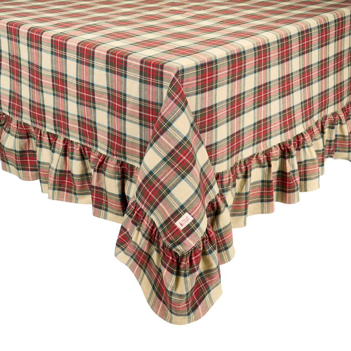 Tovaglia con balza vintage tartan 200x360 - Nuvole di stoffa