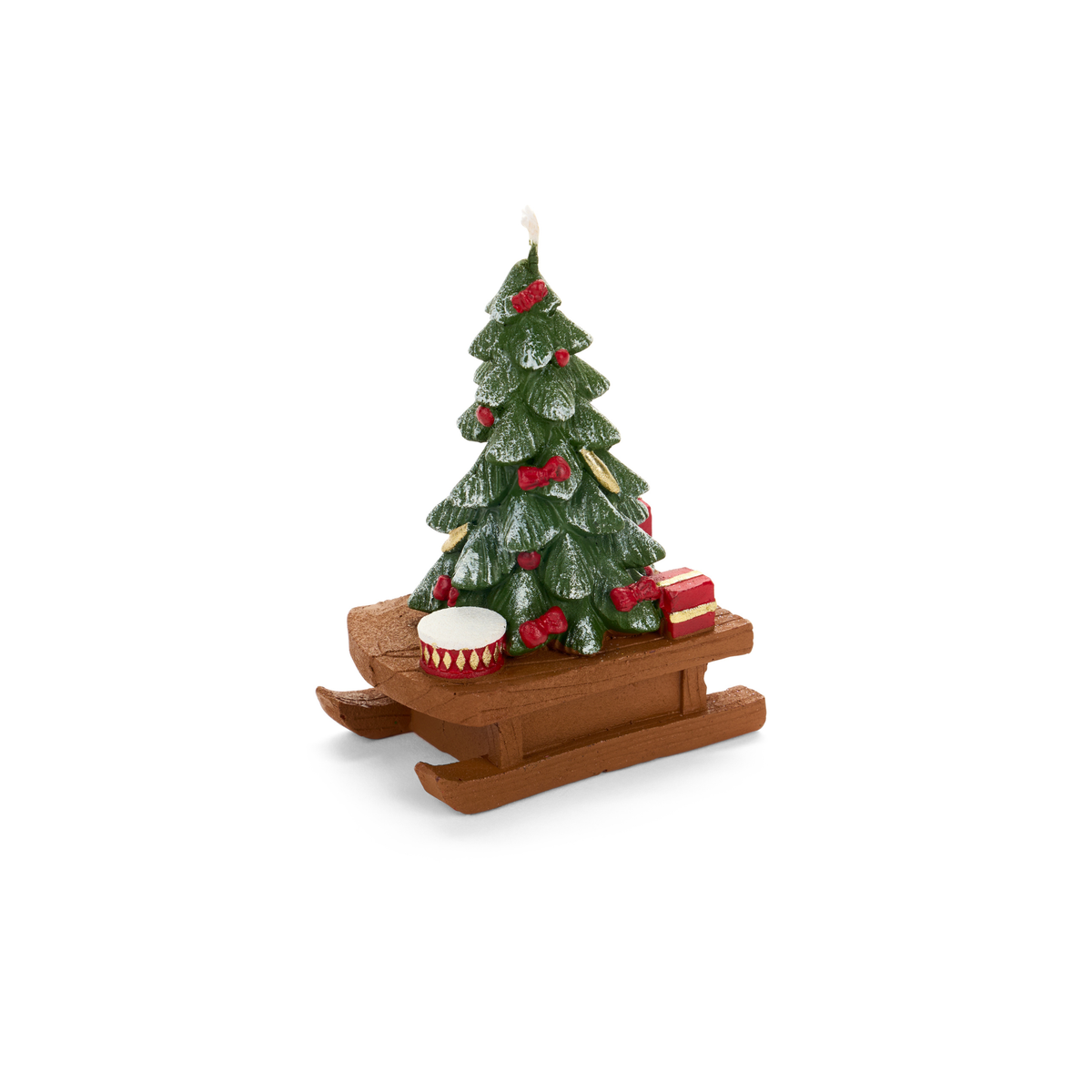 Candela albero di natale su slitta h12 cm - Nuvole di stoffa