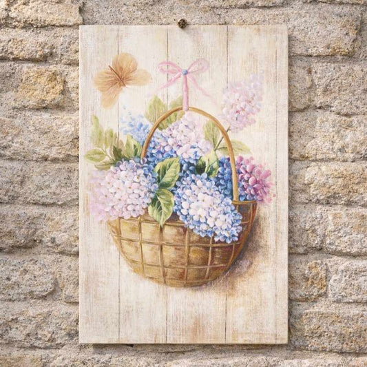 Assortimento quadro in legno con fiori 35.5x51x3 - Nuvole di stoffa
