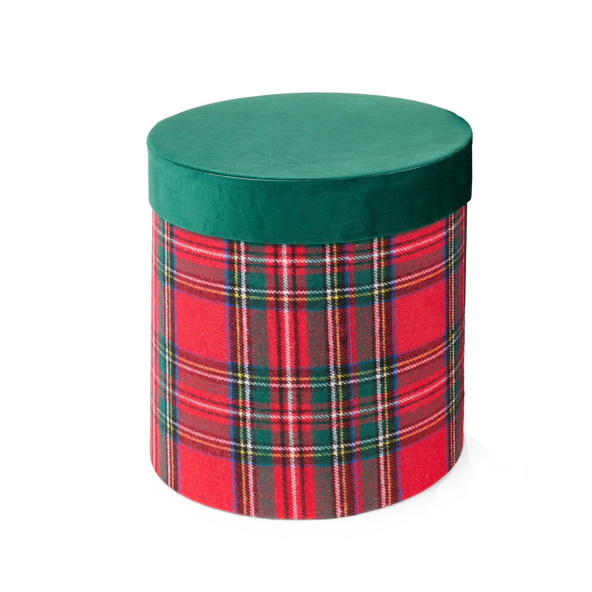 Set 2 scatola rotonda tartan tessuto effetto velluto d.26.5/28.5cm - Nuvole di stoffa