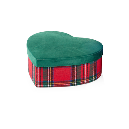 Set 2 scatola cuore tartan tessuto effetto velluto 27/30 cm - Nuvole di stoffa