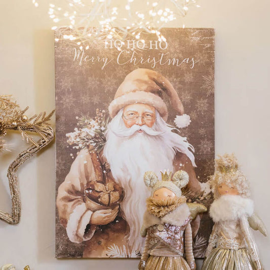 Quadro in tela Babbo Natale 35.5x51x2.5 - Nuvole di stoffa