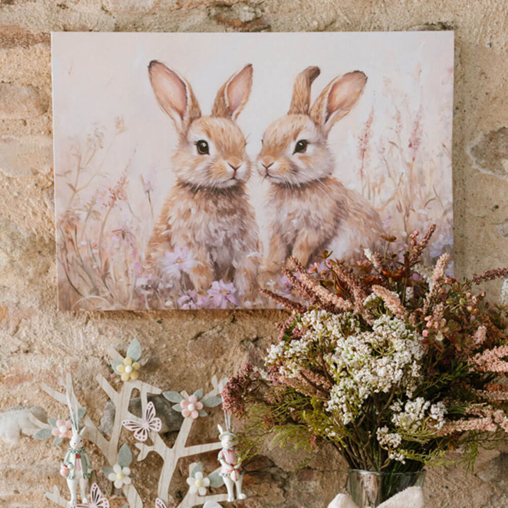 Quadro in tela conigli 35x51x2.5 - Nuvole di stoffa
