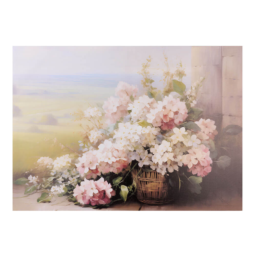 Quadro in tela cesto fiori 50x70x2.5 - Nuvole di stoffa