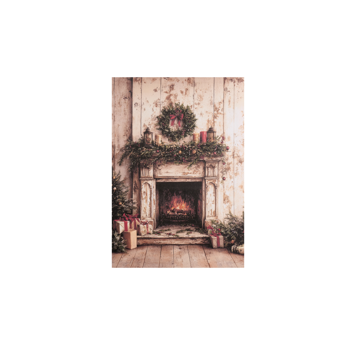 Assortimento quadro canvas caminetto/libri h 51 cm - Nuvole di stoffa