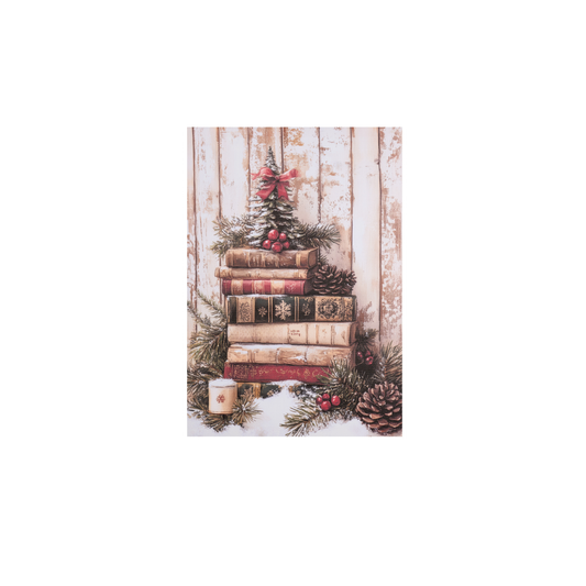 Assortimento quadro canvas caminetto/libri h 51 cm - Nuvole di stoffa