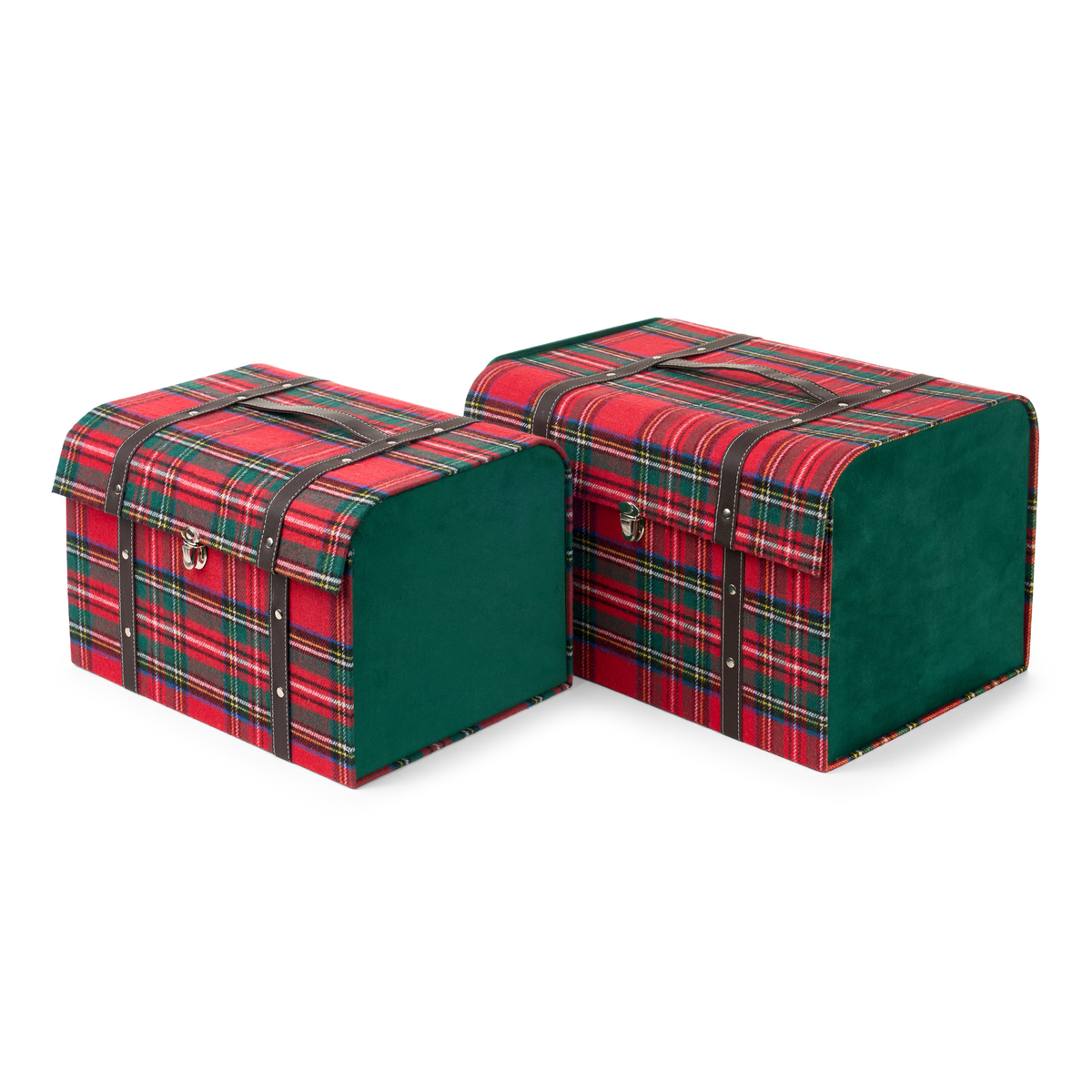Set 2 baule tartan lati in velluto 34.5/38.5 cm - Nuvole di stoffa