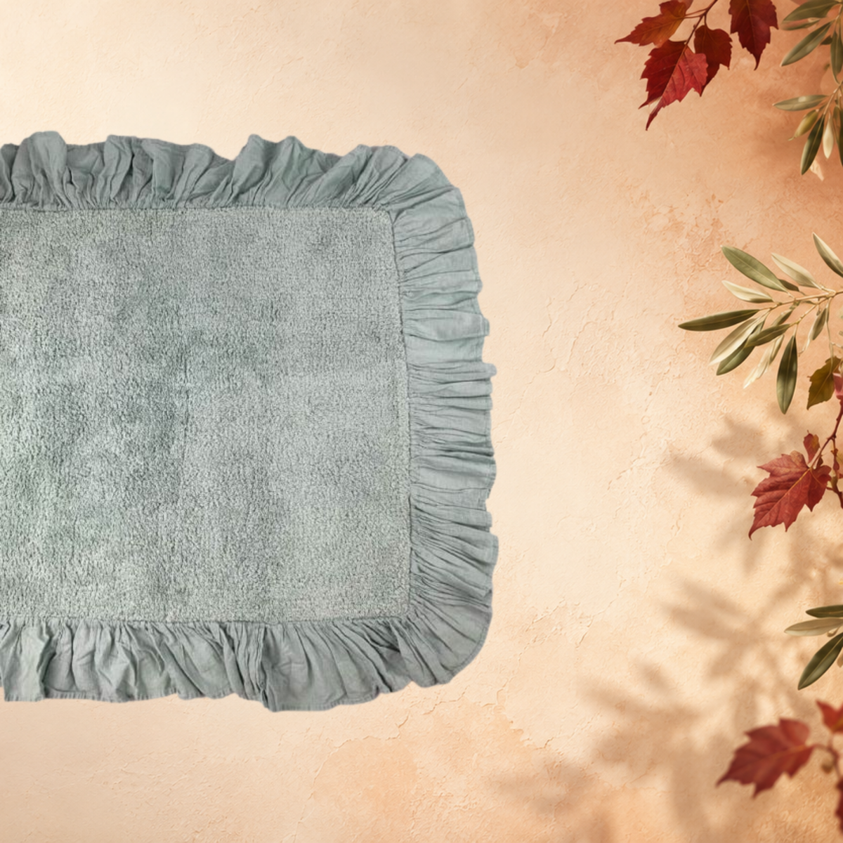 Tappeto bagno in cotone NUAGE verde salvia 60x180