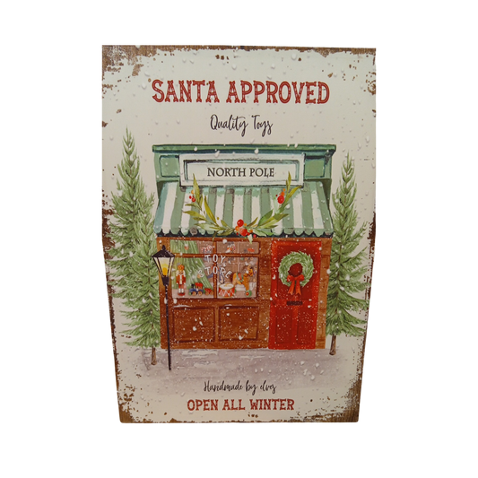 Quadro in tela natalizio "Santa Approved" 50x70x2.5