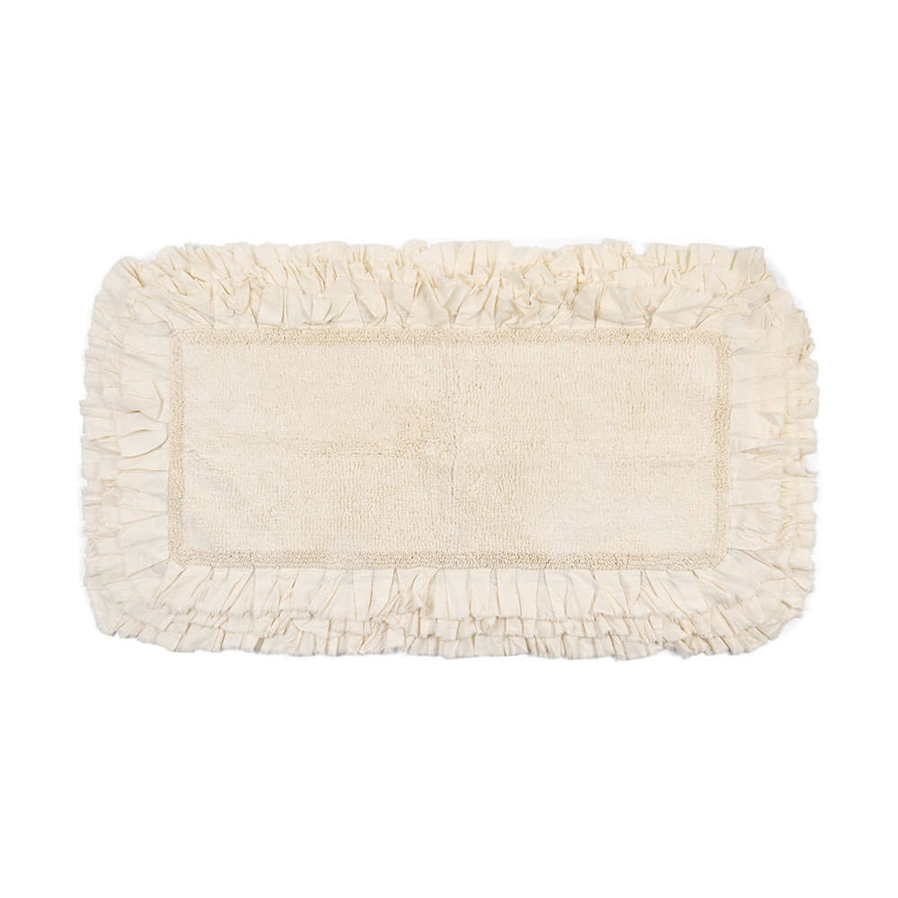 Tappeto bagno in cotone Nuage color burro 55x100cm - Nuvole di stoffa