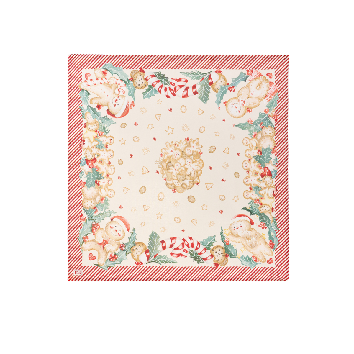 Centro tavola in cotone delicious Christmas 100x100 - Nuvole di stoffa