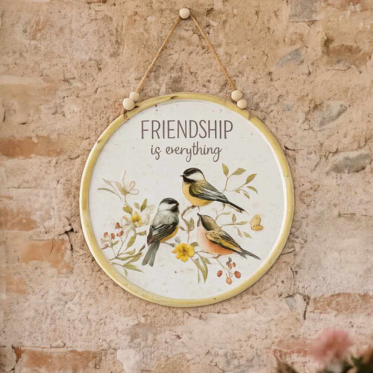 Targa in metallo tonda "Friendship" 30x30 - Nuvole di stoffa