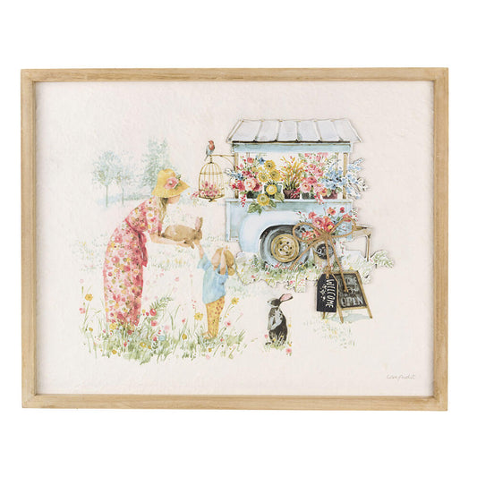 Quadro in legno e carta di riso 40x50x2 - Nuvole di stoffa