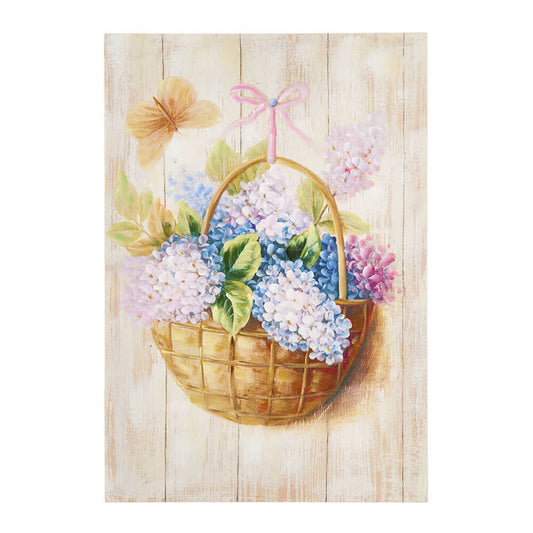 Assortimento quadro in legno con fiori 35.5x51x3 - Nuvole di stoffa