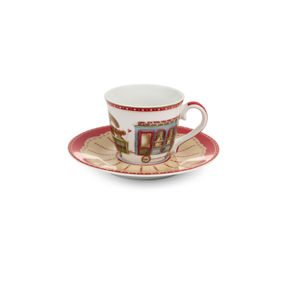 Set 2 tazzina con piattino in ceramica  con scatola regalo vintage toys - Nuvole di stoffa