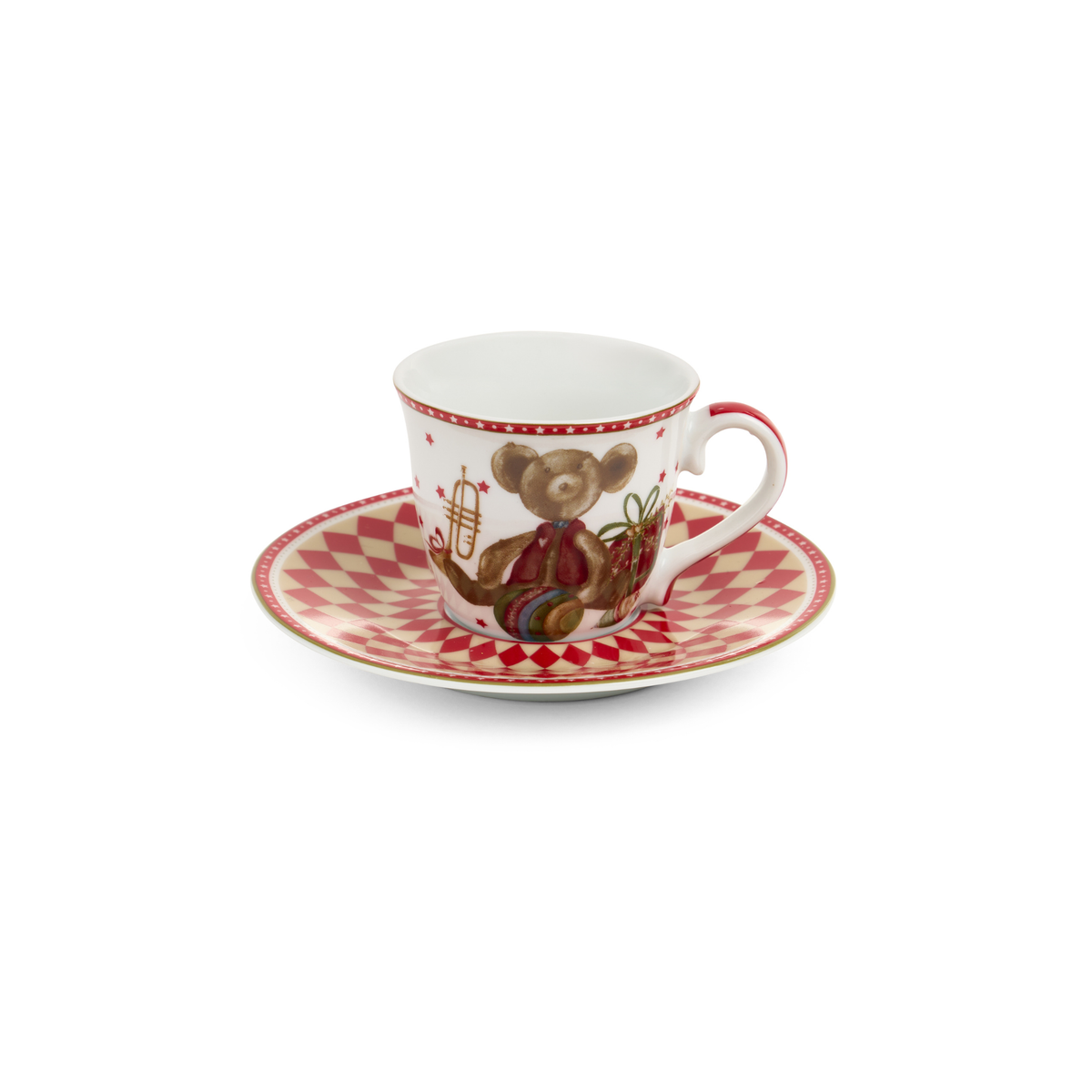 Set 2 tazzina con piattino in ceramica  con scatola regalo vintage toys - Nuvole di stoffa