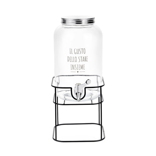 Dispenser in borosilicato con scatola e supporto "Il gusto dello stare insieme" 3LT